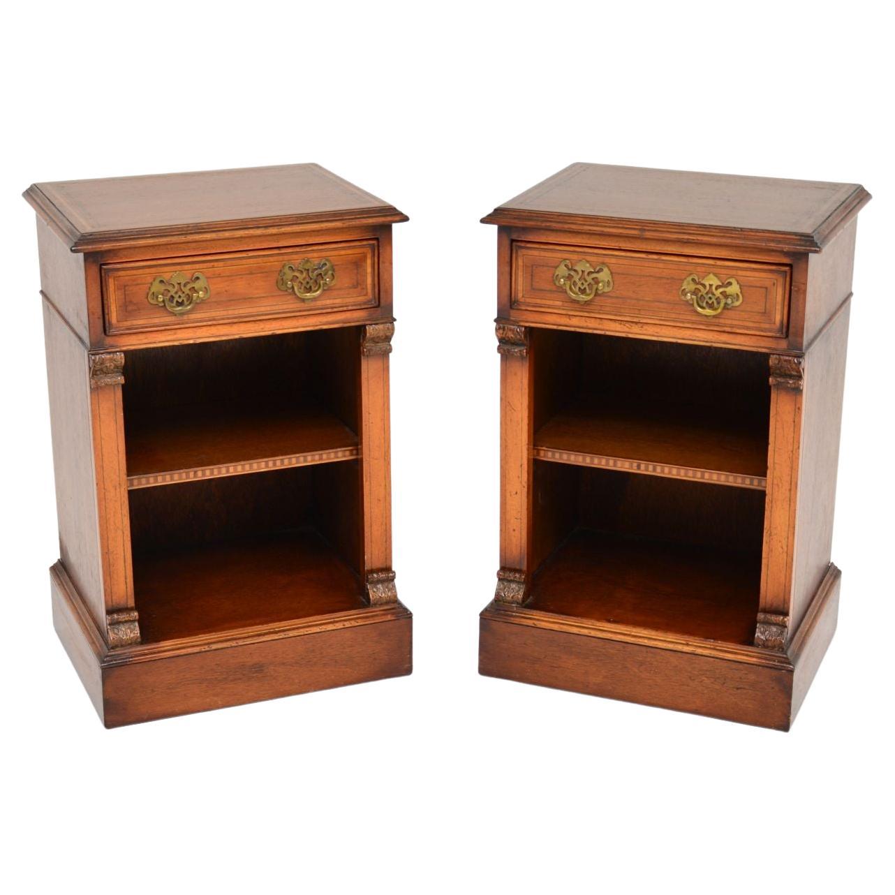 Pair of Antique Inlaid Bedside Cabinets For Sale