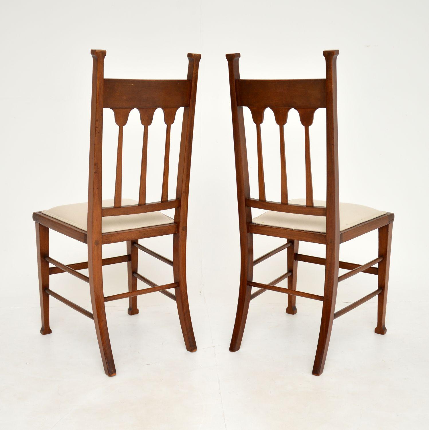 Inlay Pair of Antique Inlaid Arts & Crafts Side Chairs