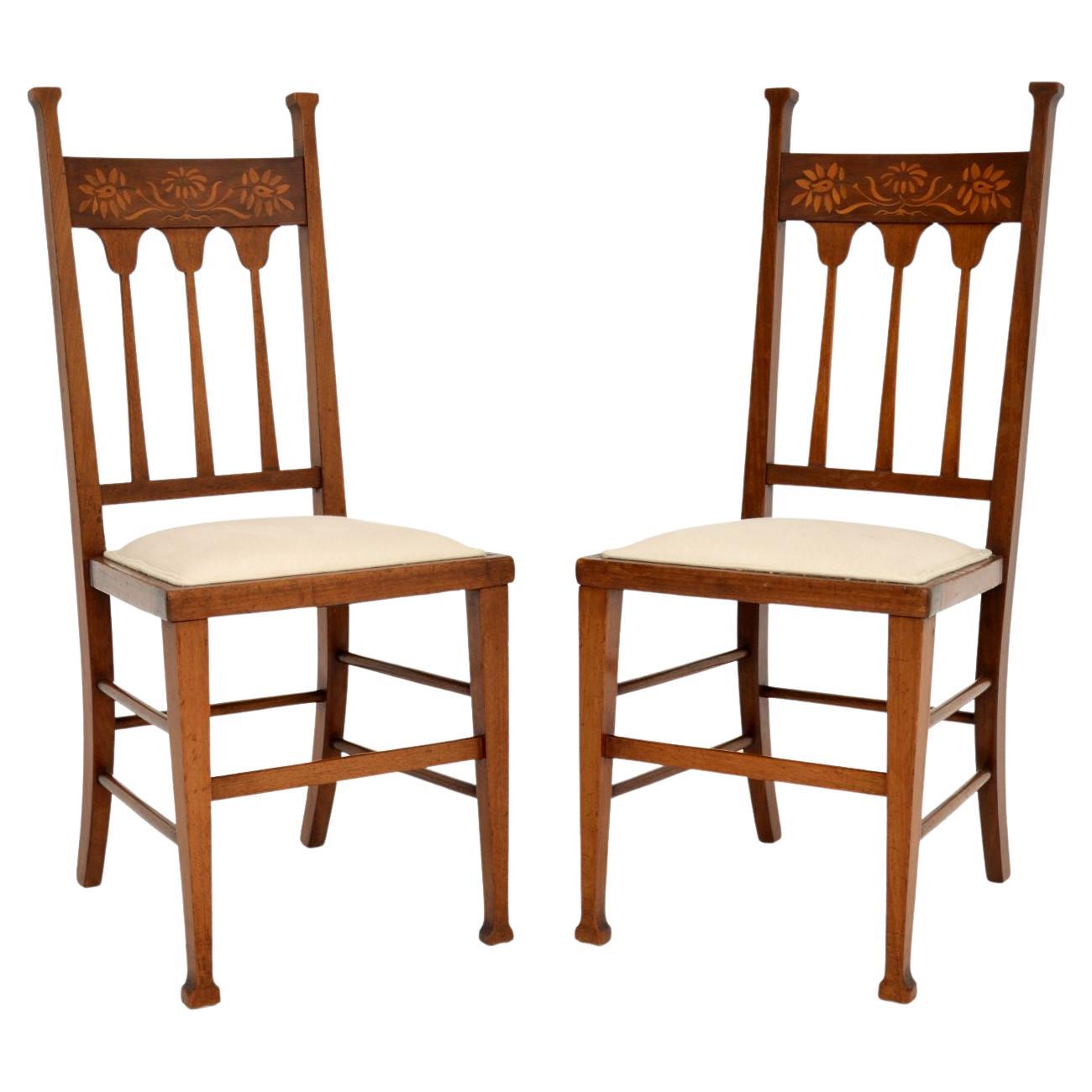 Pair of Antique Inlaid Arts & Crafts Side Chairs
