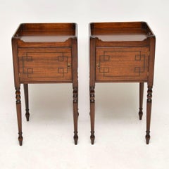 Pair of Antique Inlaid Mahogany Bedside Cabinets