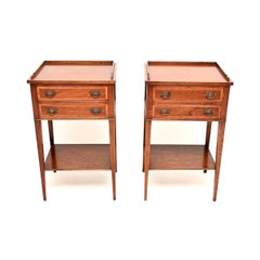 Pair of Antique Inlaid Mahogany Bedside Cabinets