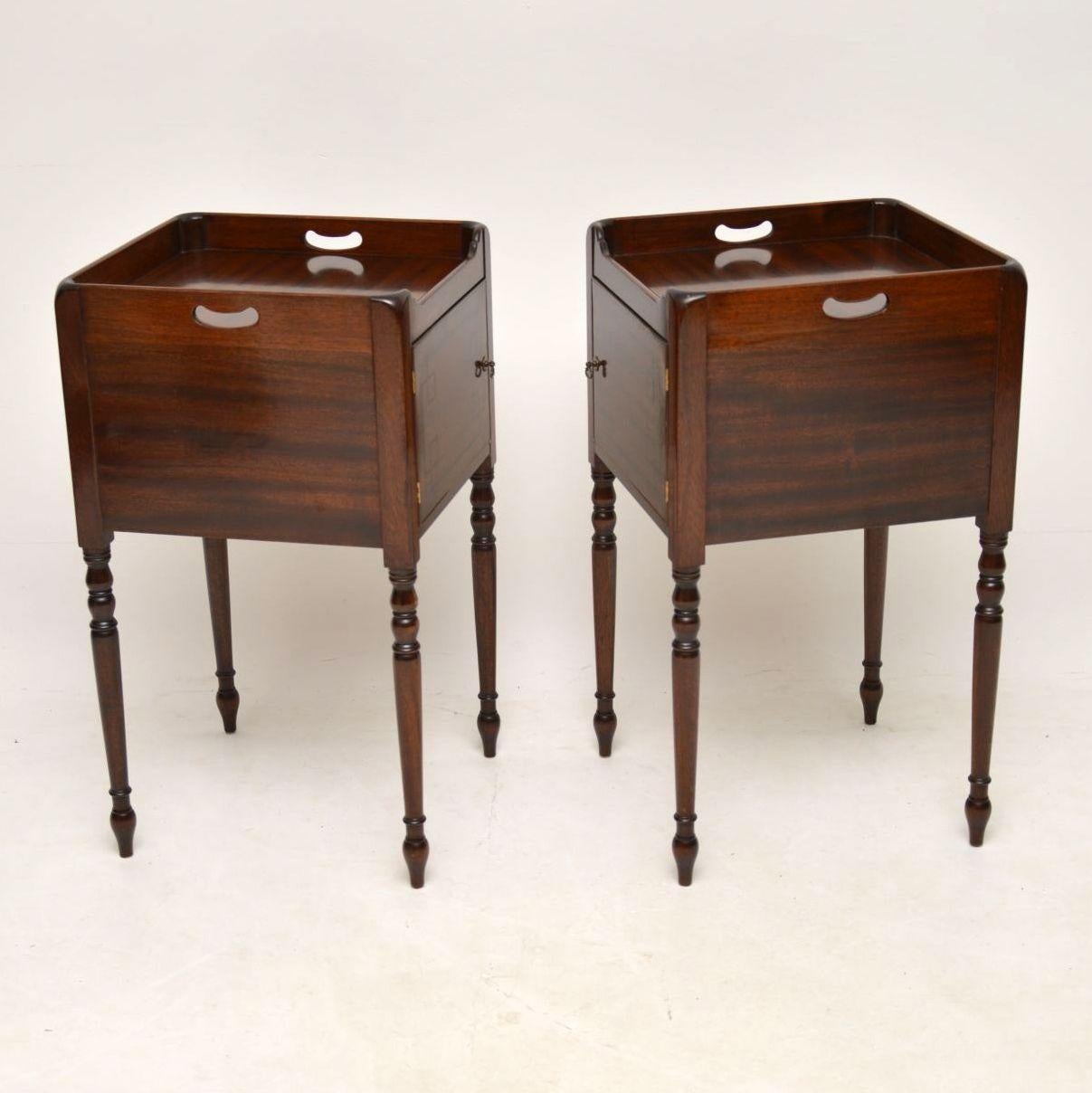 Pair of Antique Inlaid Mahogany Bedside Cabinets (Mahagoni)