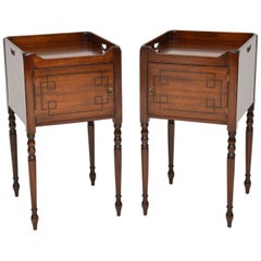 Pair of Antique Inlaid Mahogany Bedside Cabinets