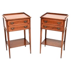 Pair of Antique Inlaid Mahogany Bedside Cabinets