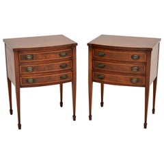 Pair of Antique Inlaid Mahogany Bedside or Side Tables