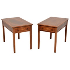 Pair of Antique Inlaid Mahogany Side Tables