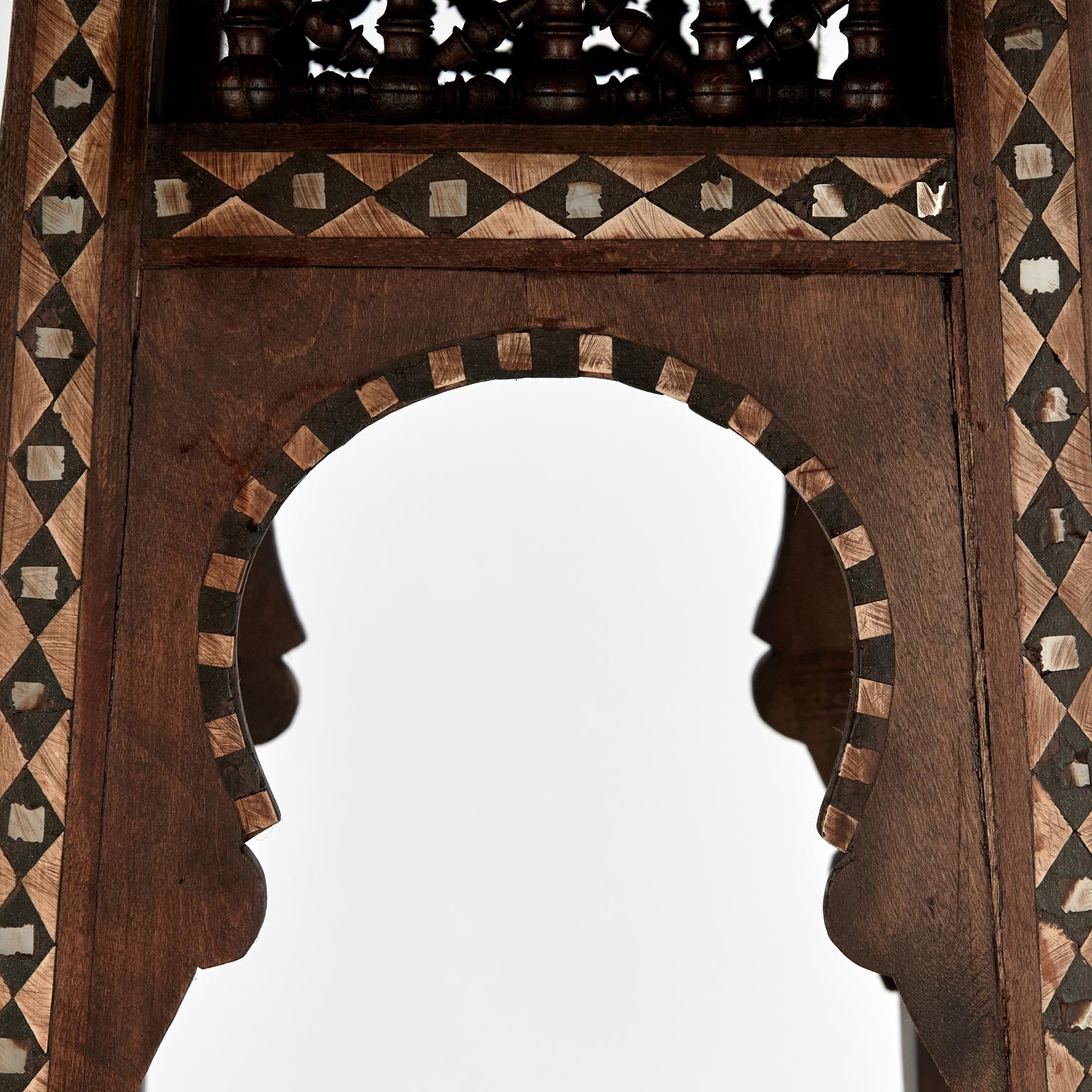 Bone Pair of Antique Inlaid Moroccan Pedestals For Sale