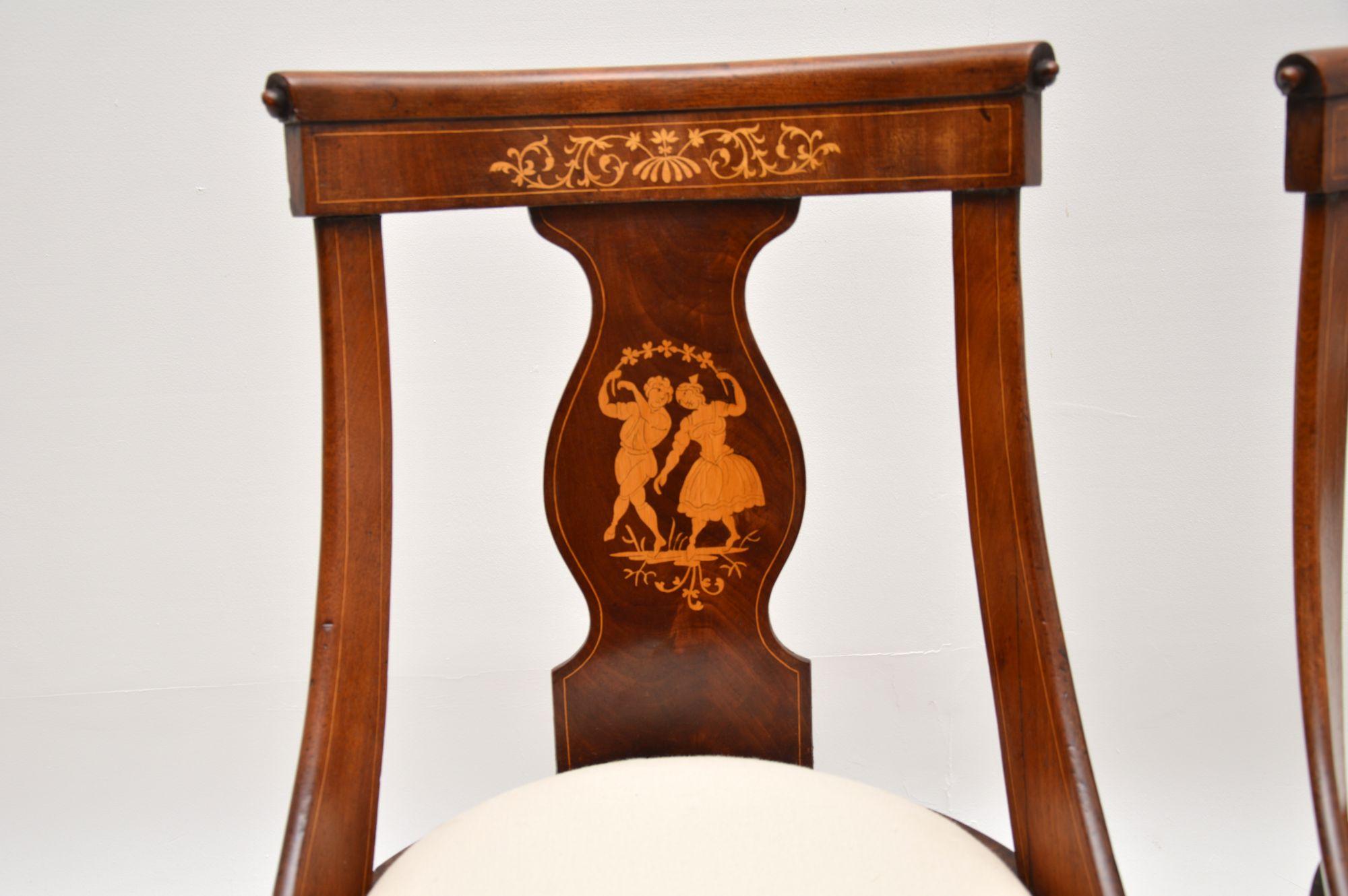 Pair of Antique Inlaid Neo Classical Side Chairs In Good Condition In London, GB