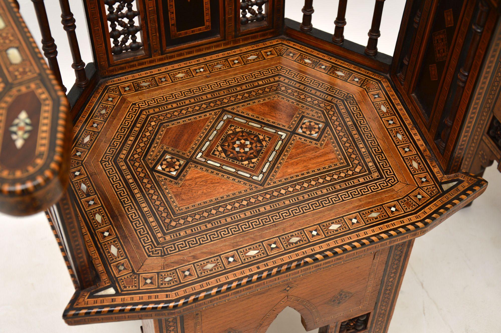 Pair of Antique Inlaid Syrian Damascus Armchairs 4