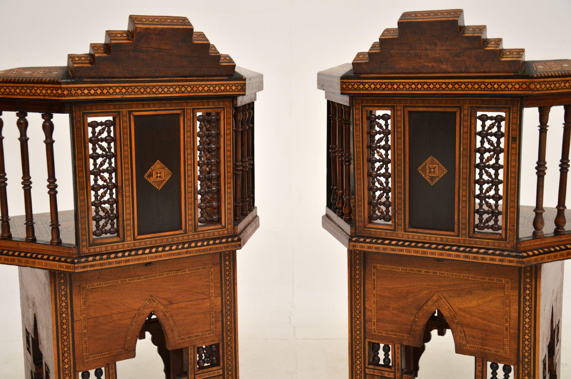 Pair of Antique Inlaid Syrian Damascus Armchairs 10