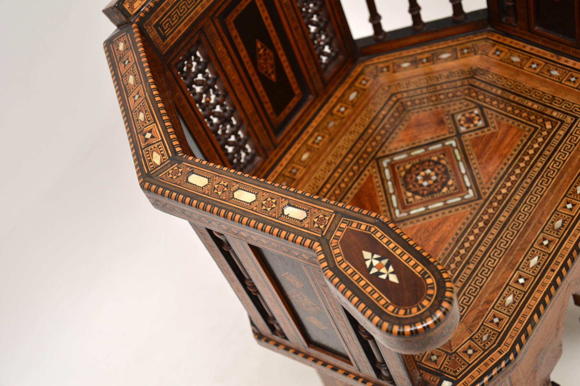 Pair of Antique Inlaid Syrian Damascus Armchairs 1