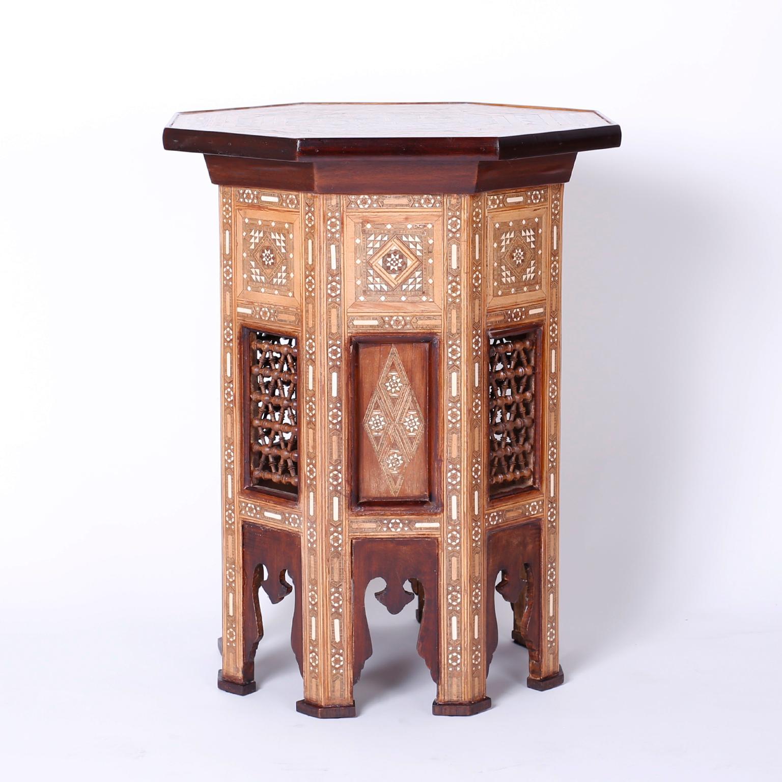 Moorish Pair of Antique Inlaid Syrian Side Tables