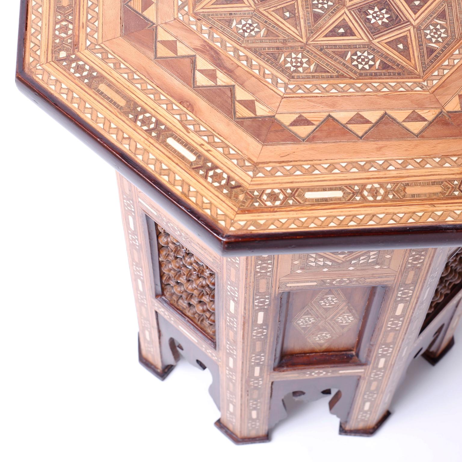 Pair of Antique Inlaid Syrian Side Tables In Excellent Condition In Palm Beach, FL