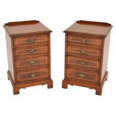 Pair of Antique Inlaid Walnut Bedside Chests