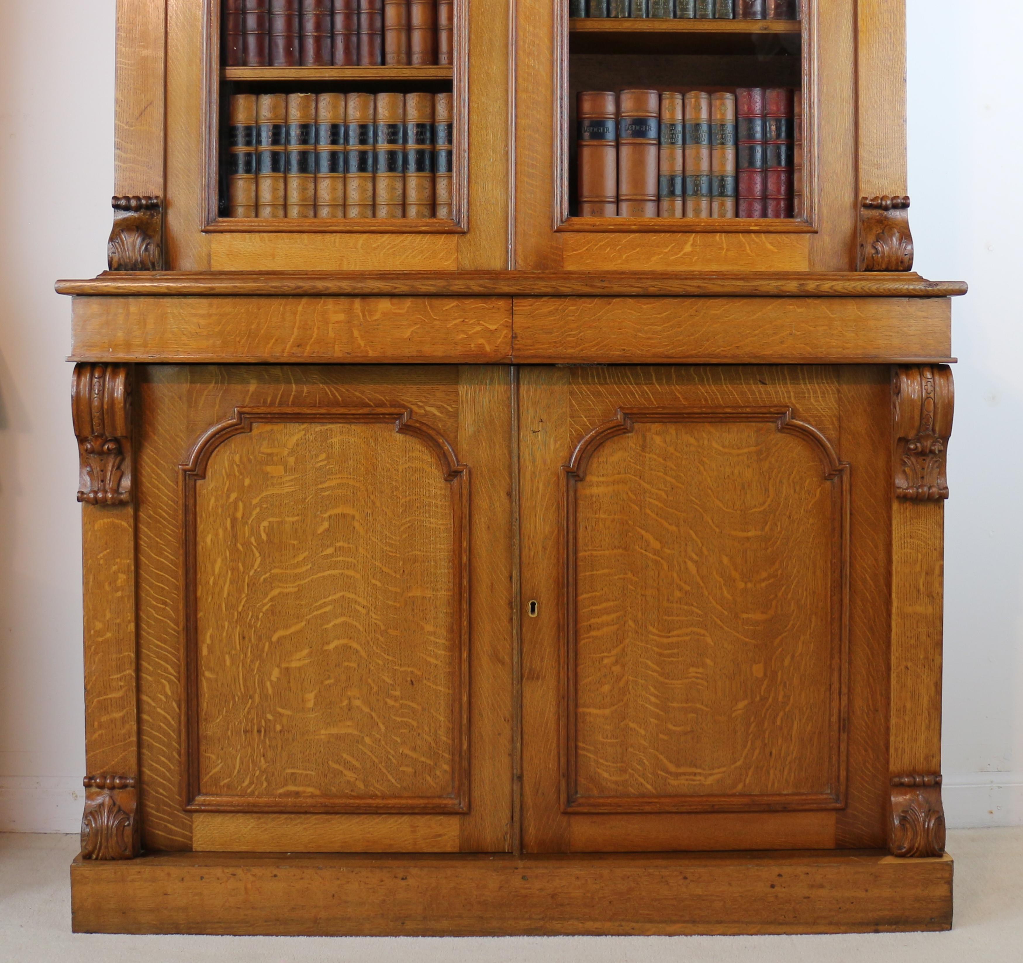 Pair of Antique Irish William IV Oak Estate Bookcases by John J Byrne of Dublin 9