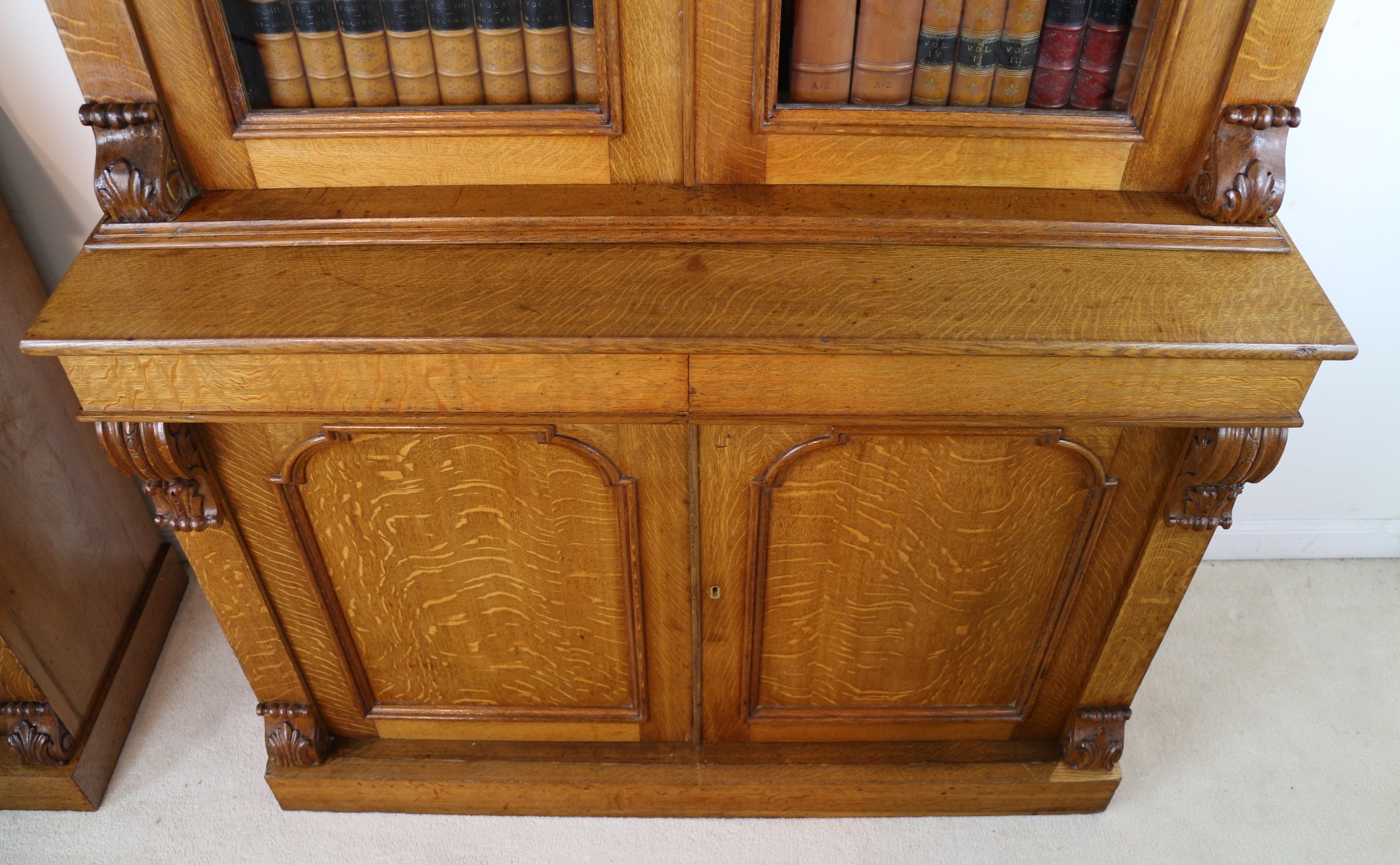 Pair of Antique Irish William IV Oak Estate Bookcases by John J Byrne of Dublin 10