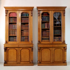 Pair of Antique Irish William IV Oak Estate Bookcases by John J Byrne of Dublin