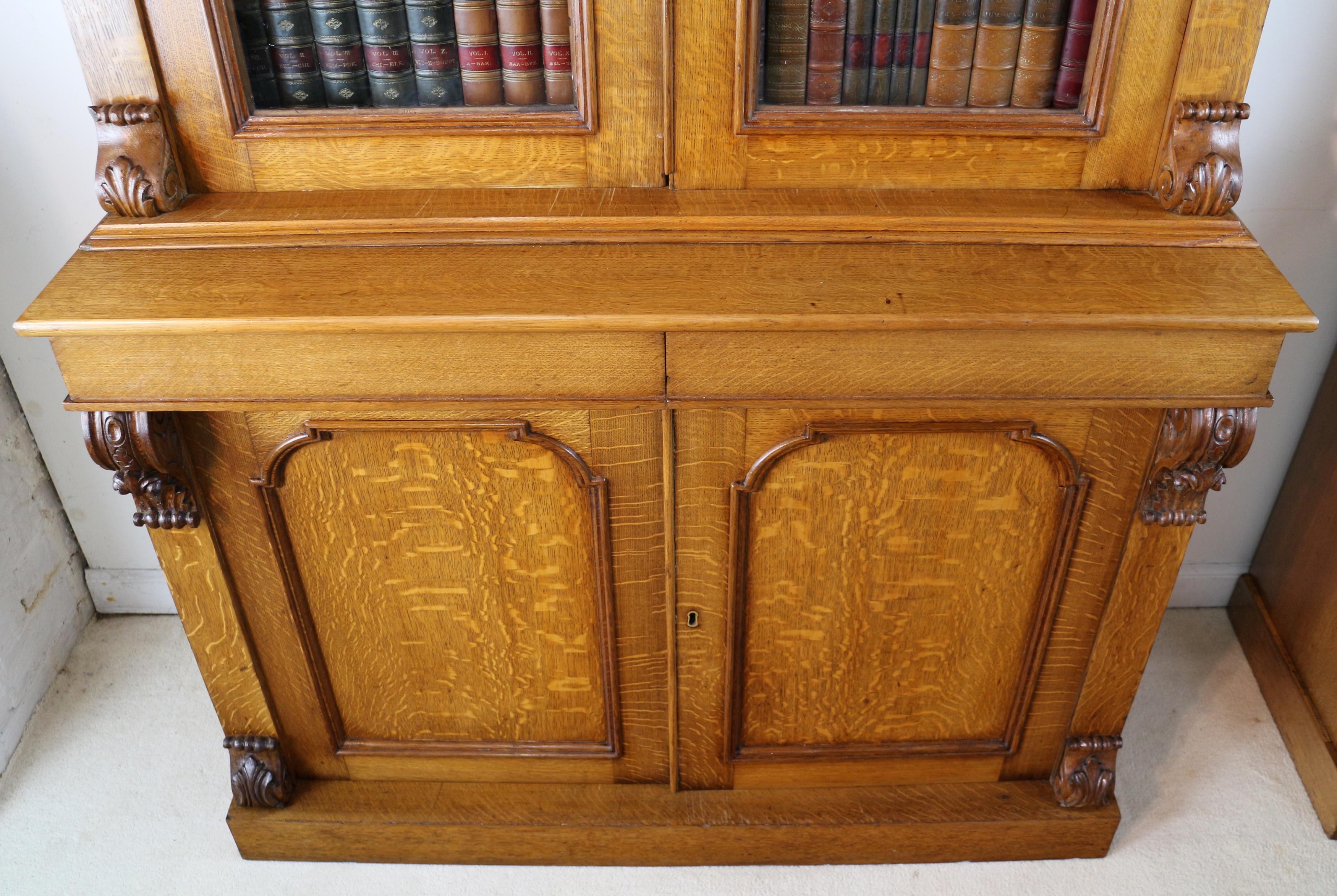 Pair of Antique Irish William IV Oak Estate Bookcases by John J Byrne of Dublin 1