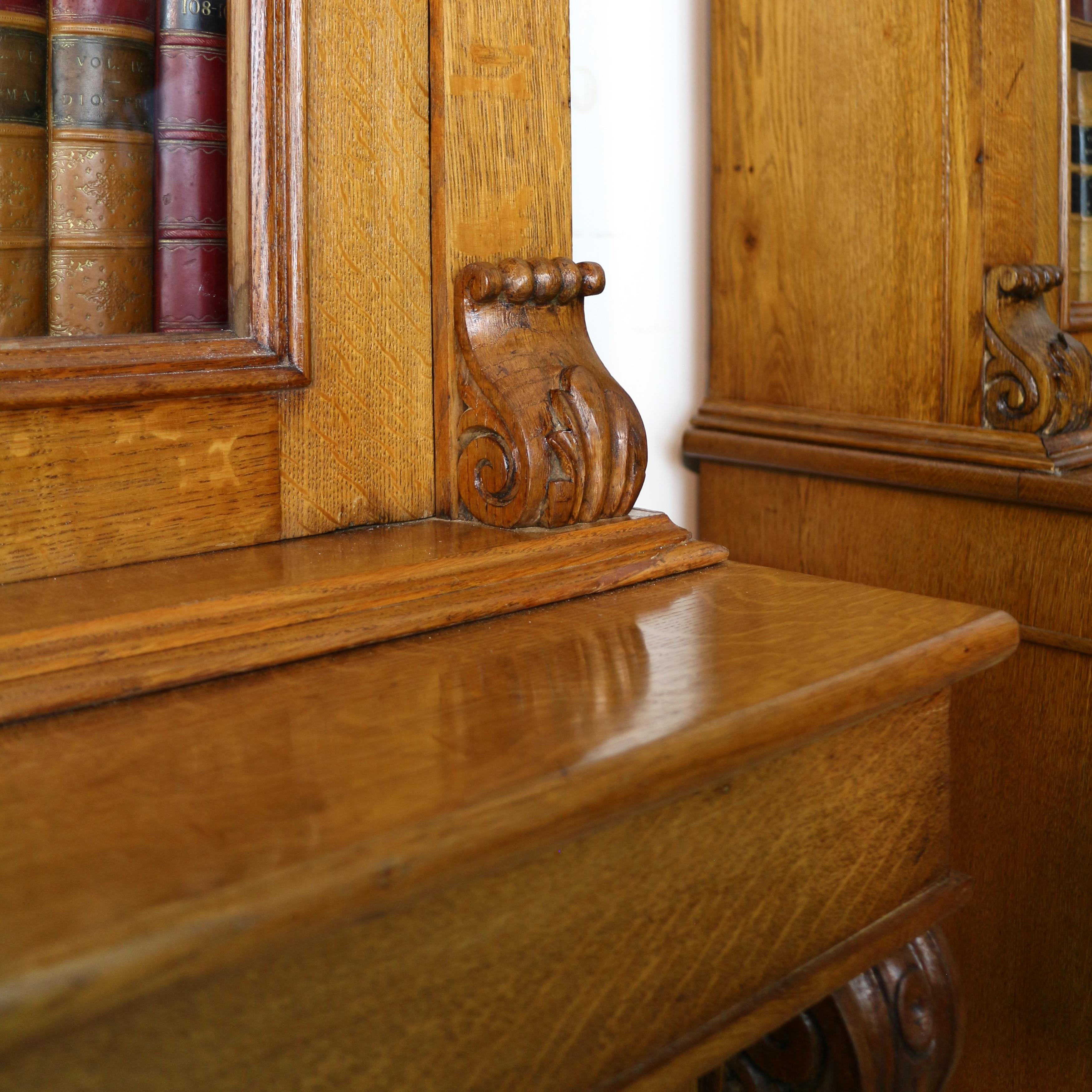 Pair of Antique Irish William IV Oak Estate Bookcases by John J Byrne of Dublin 4