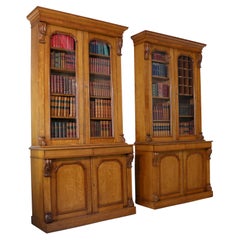 Pair of Antique Irish William IV Oak Estate Bookcases by John J Byrne of Dublin