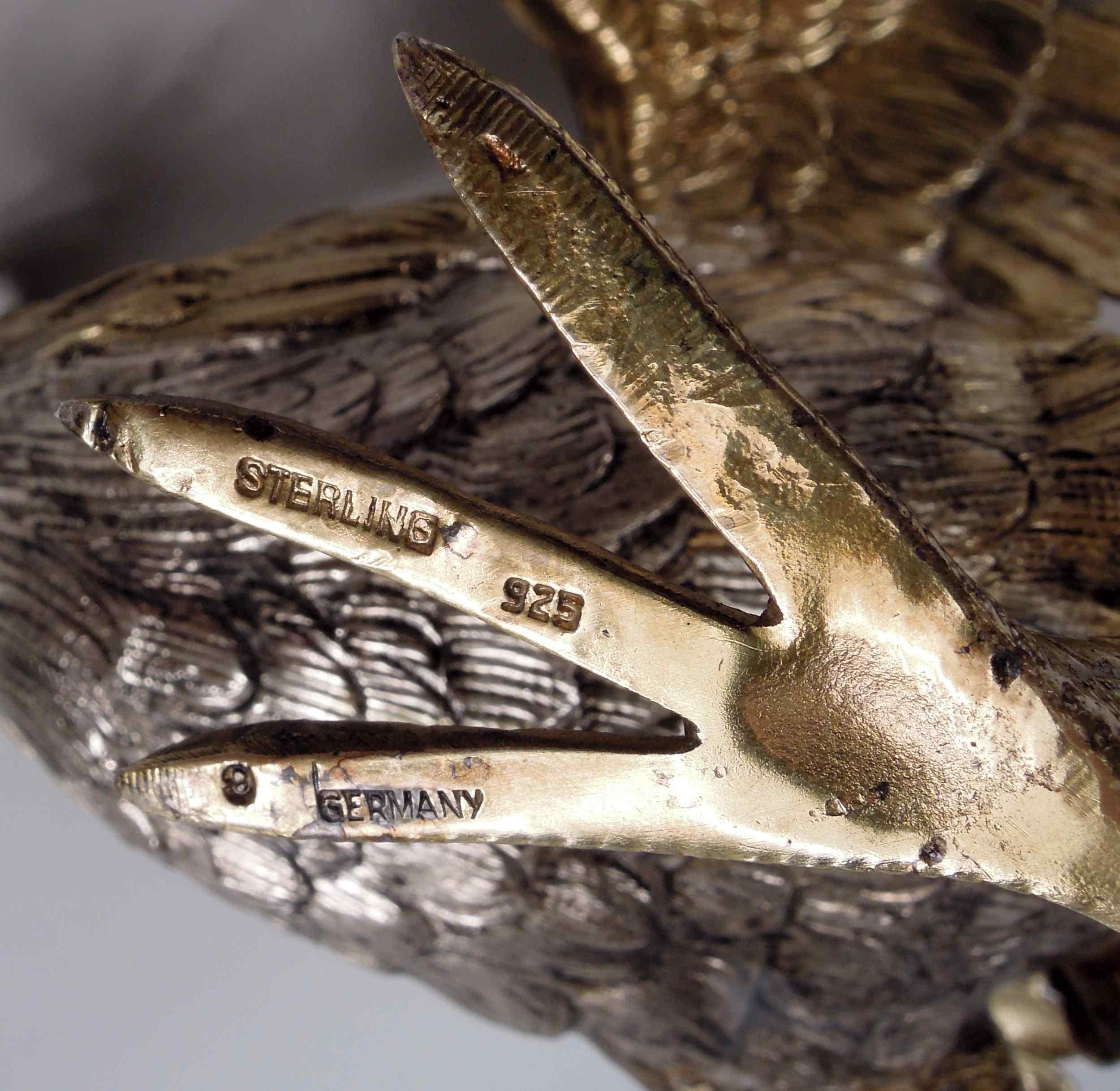 Paire d'anciens coqs en argent doré d'Israel Freeman German Parcel Silver en vente 3