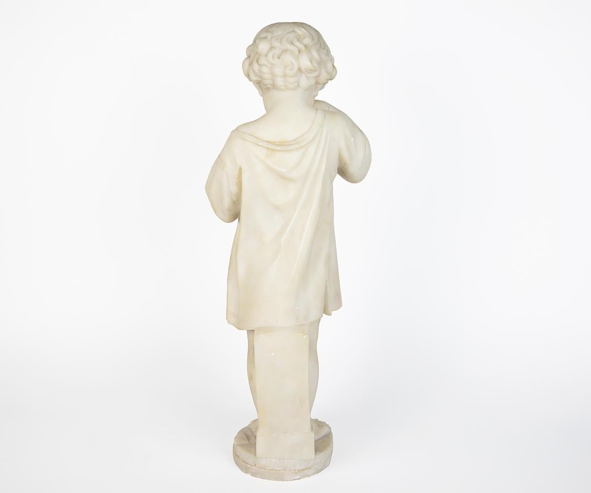 Pair of Antique Italian Alabaster Figurine of Boy and Girl 4