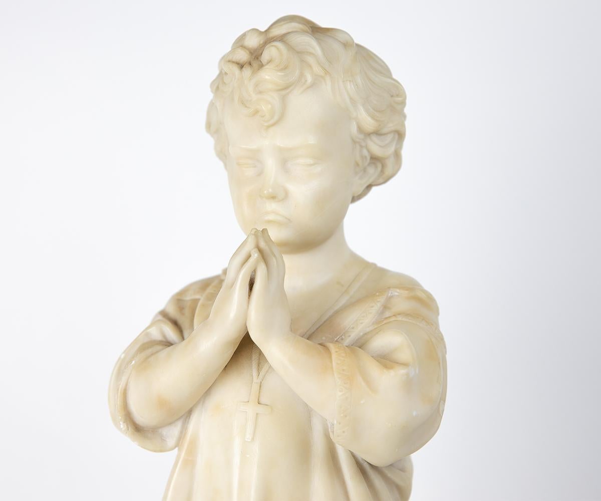 Pair of Antique Italian Alabaster Figurine of Boy and Girl 6