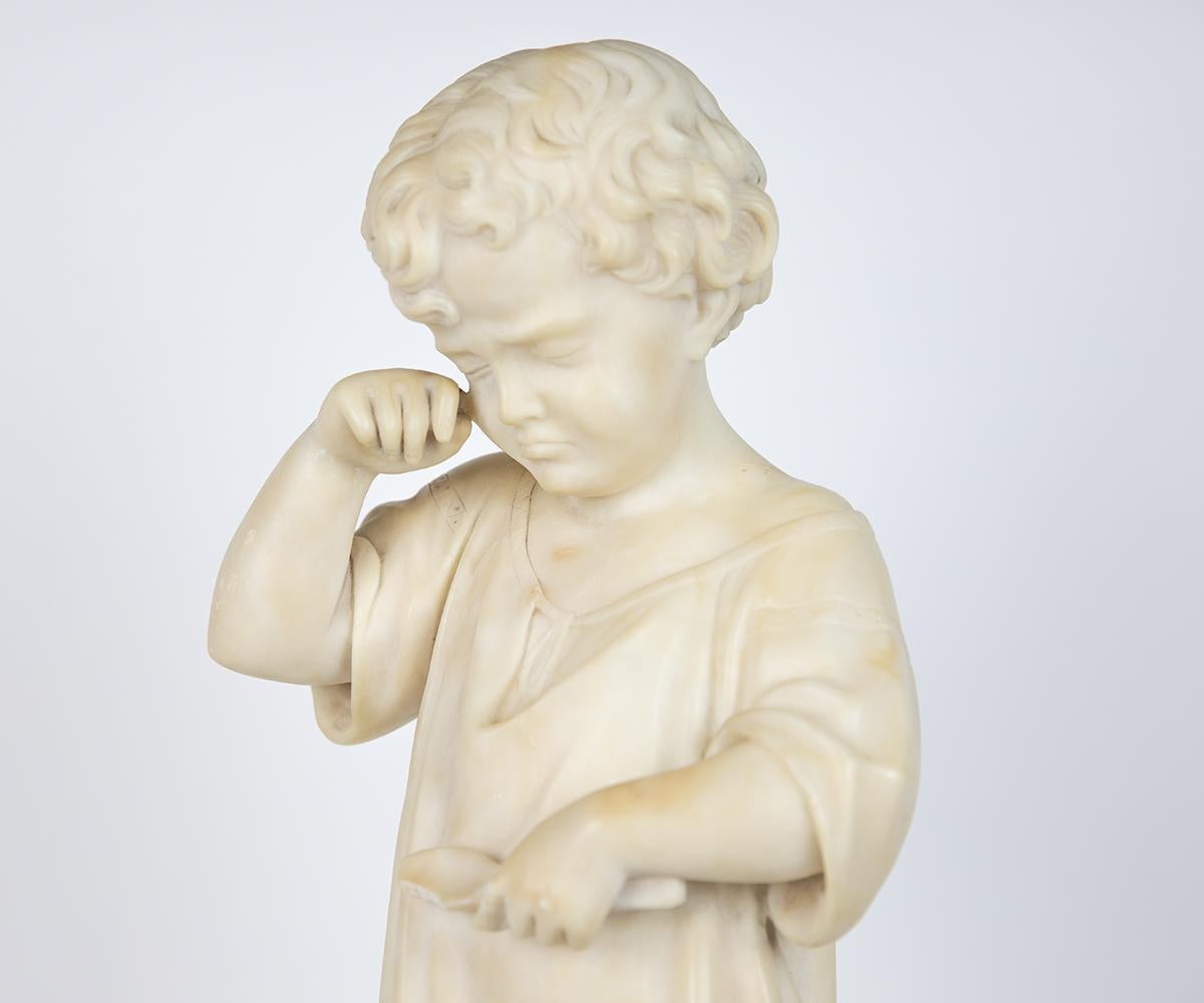 Pair of Antique Italian Alabaster Figurine of Boy and Girl 8