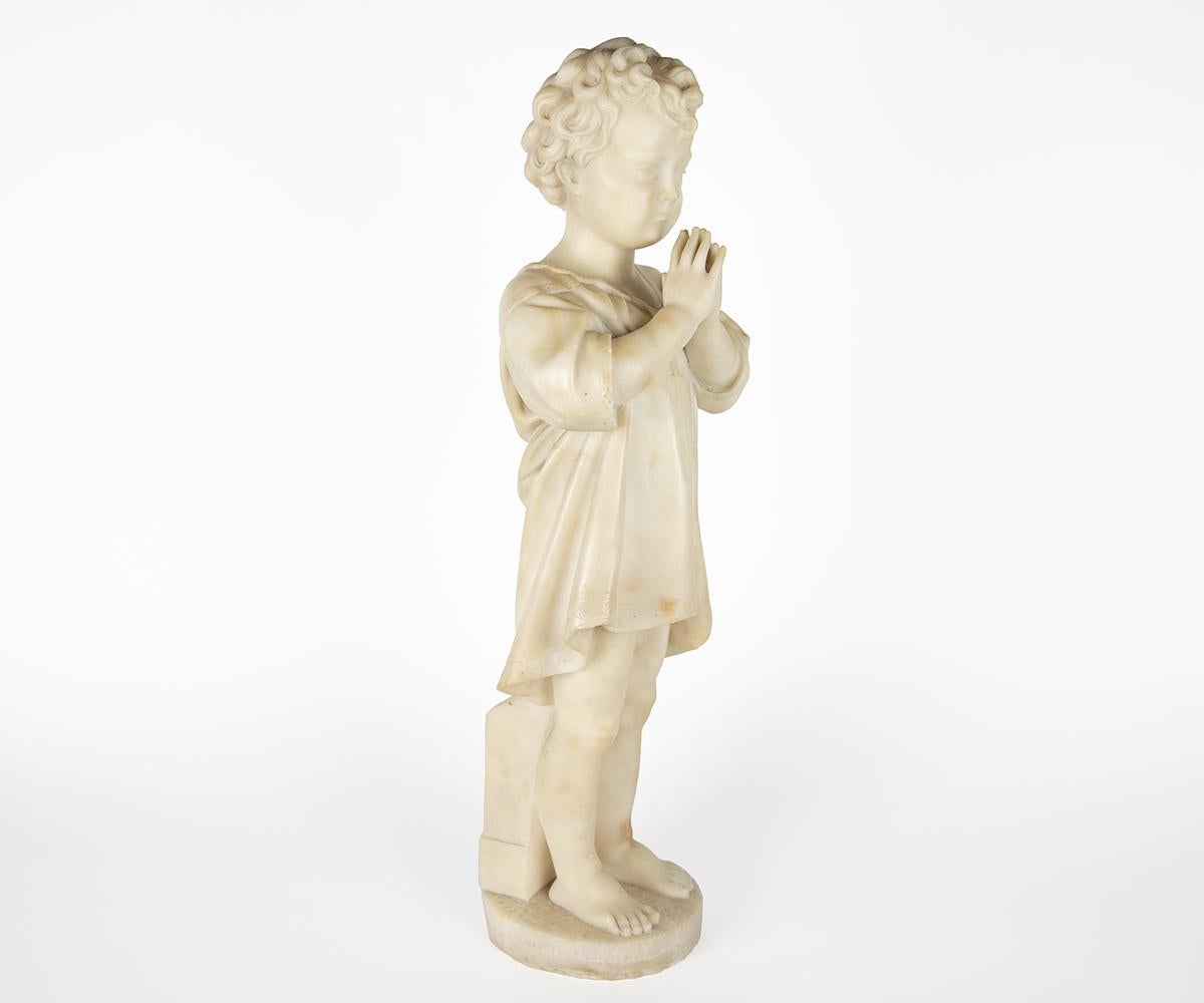 Other Pair of Antique Italian Alabaster Figurine of Boy and Girl