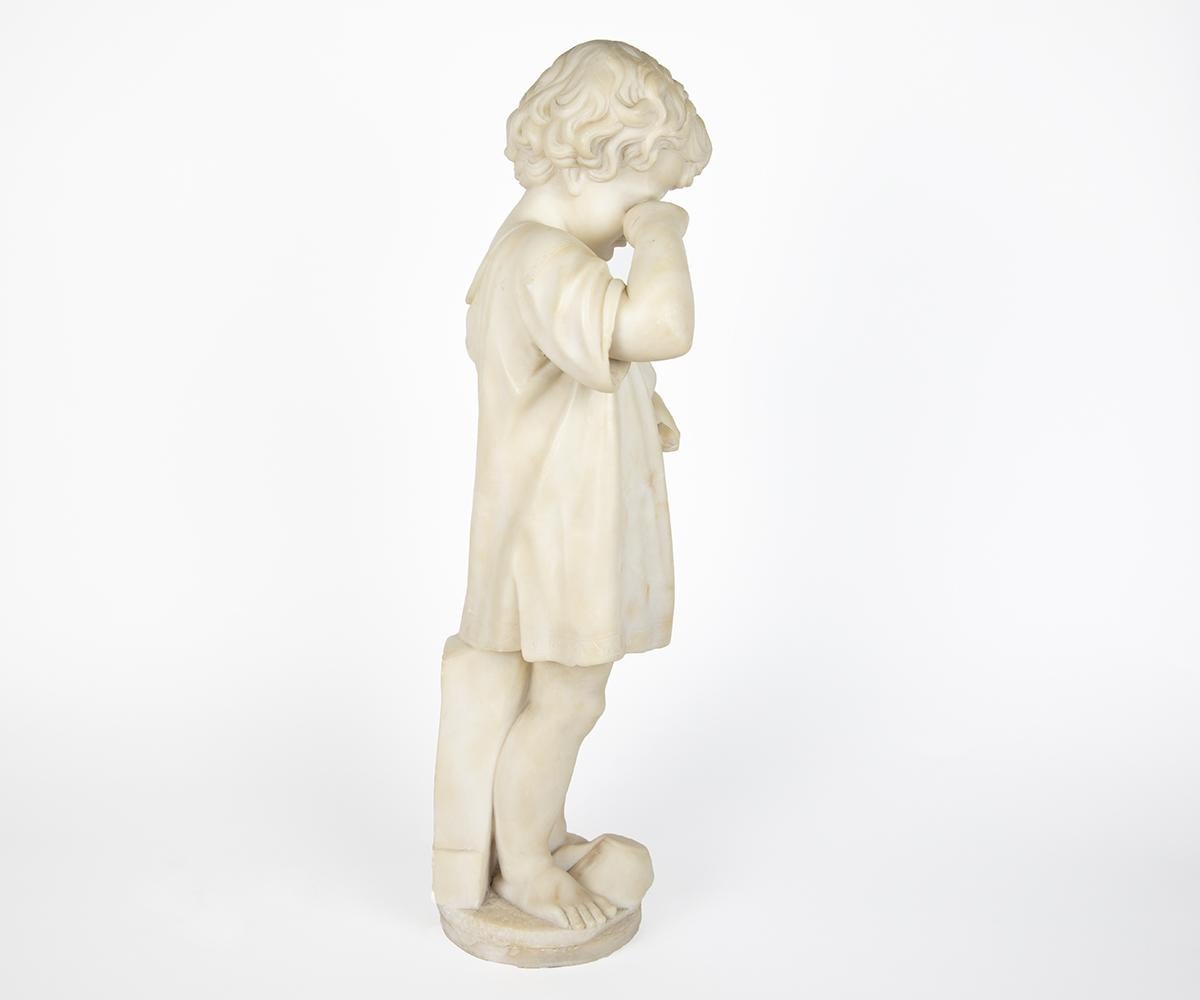 Pair of Antique Italian Alabaster Figurine of Boy and Girl 3