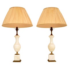 Pair of Antique Italian Alabaster Table Lamps