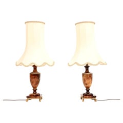 Pair of Antique Italian Alabaster Table Lamps
