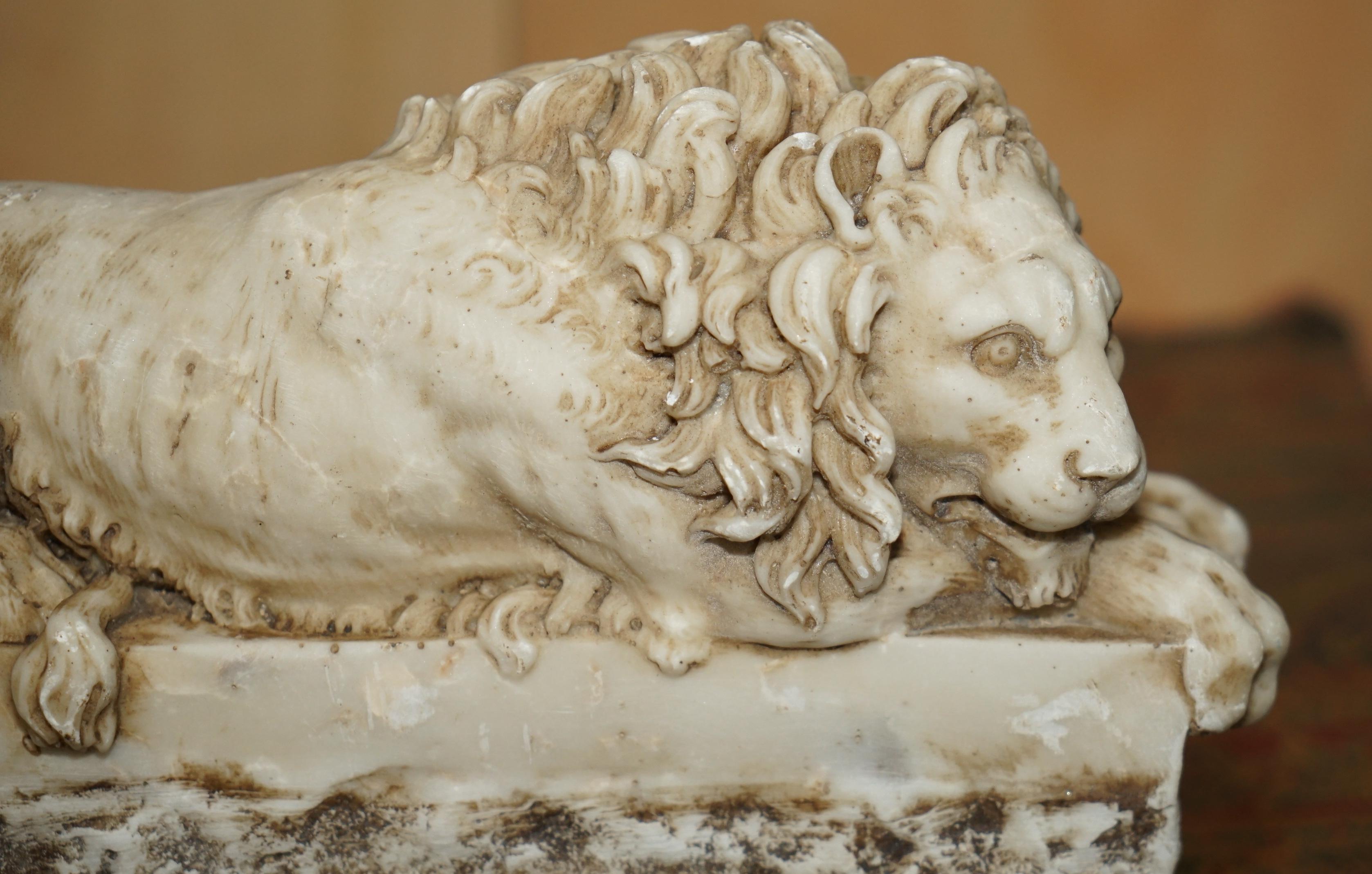 PAR DE ANTIGUOS LEONES ITALIANOS ANTONIO CANOVA CORCORAN GALLERY OF ART WASHINGTON en Bueno estado para la venta en West Sussex, Pulborough