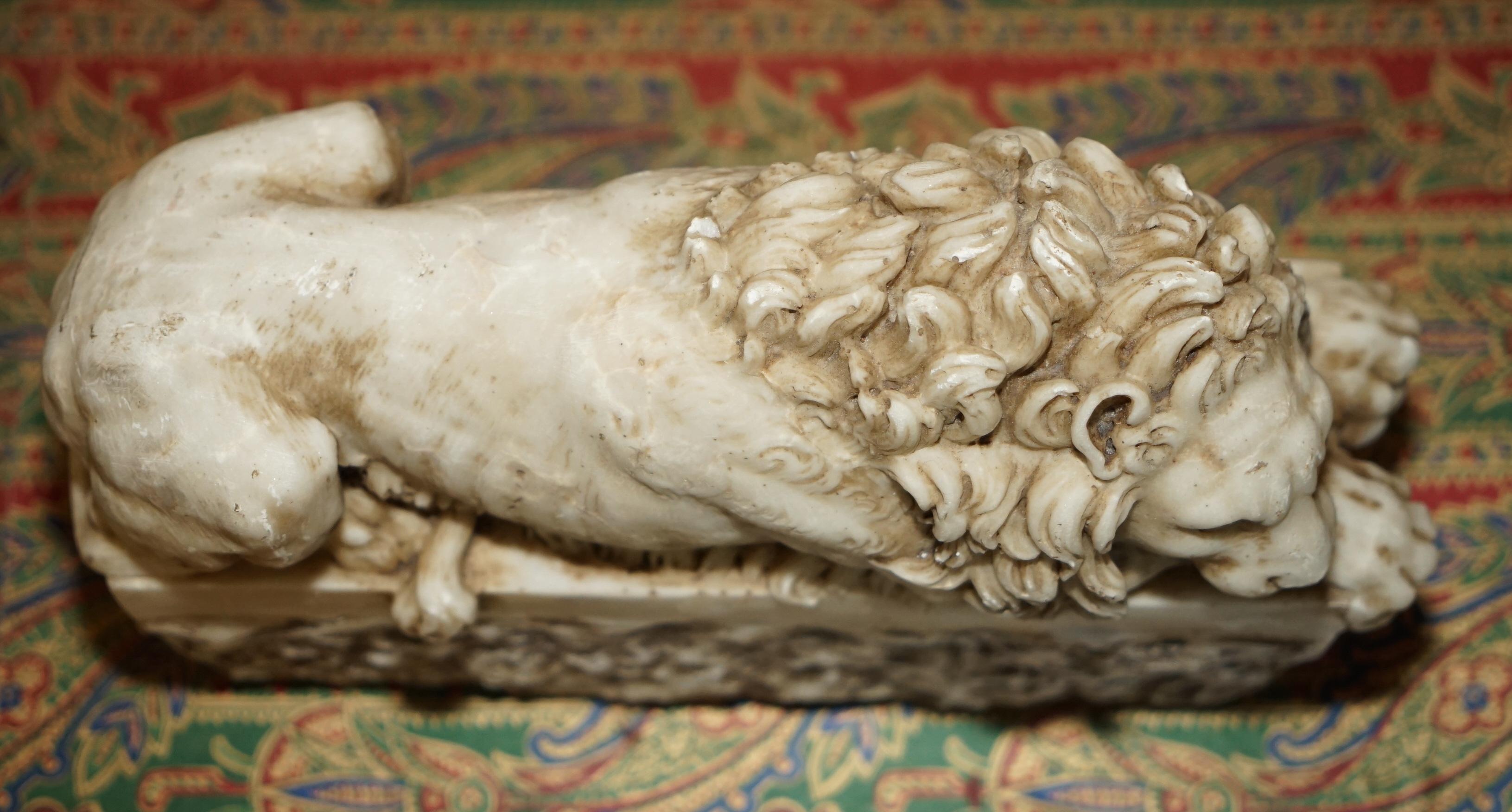 PAR DE ANTIGUOS LEONES ITALIANOS ANTONIO CANOVA CORCORAN GALLERY OF ART WASHINGTON Alabastro en venta