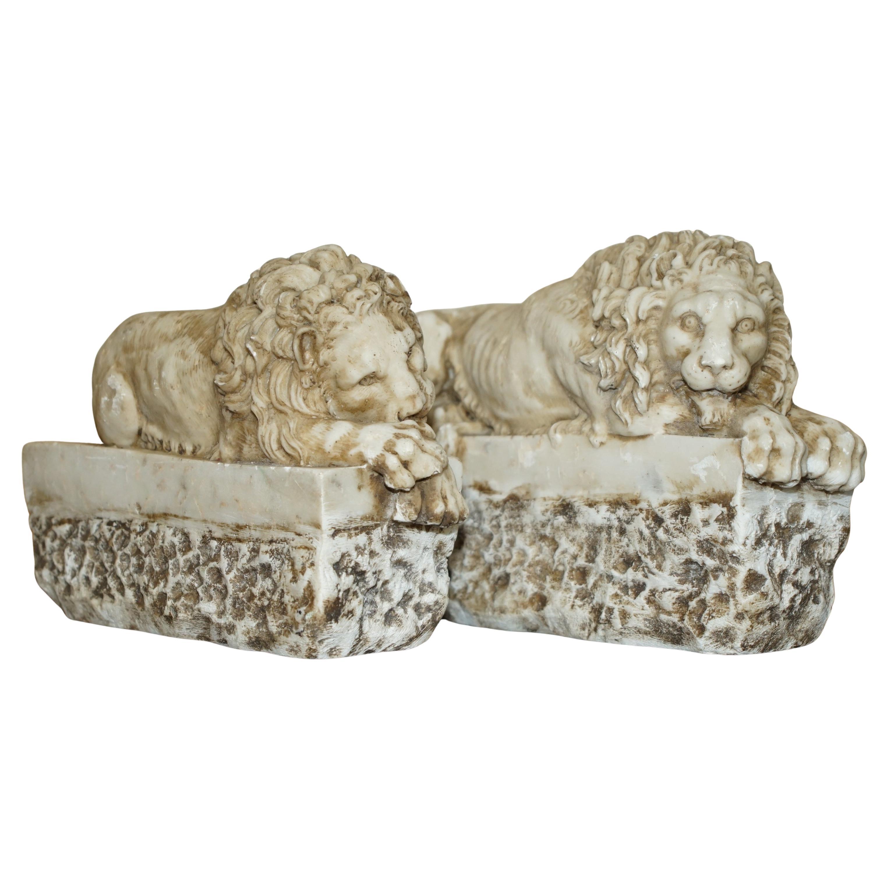 PAR DE ANTIGUOS LEONES ITALIANOS ANTONIO CANOVA CORCORAN GALLERY OF ART WASHINGTON