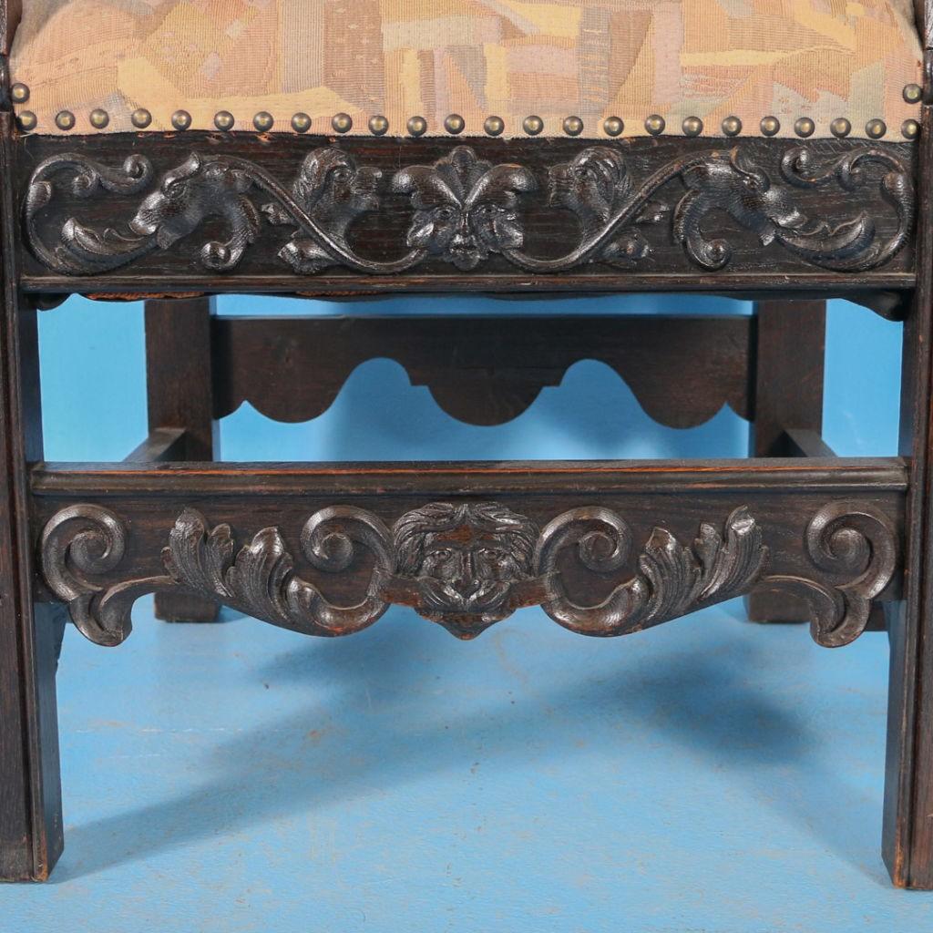 Pair of Antique Italian Armchairs with High Relief Carving, circa 1860-1880 For Sale 4