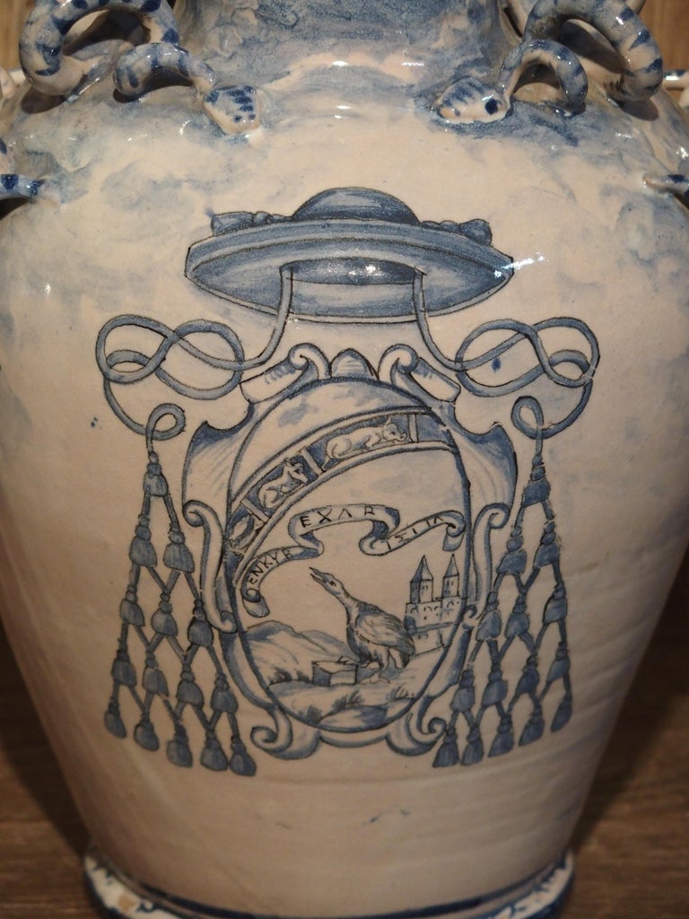 Pair of Antique Italian Blue and White Vases, Naples, circa 1890 at 1stDibs