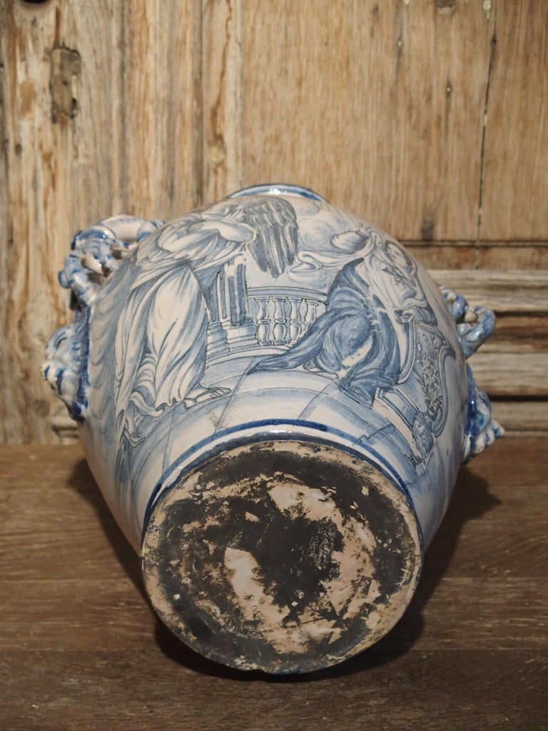 Pair of Antique Italian Blue and White Vases, Naples, circa 1890 at 1stDibs