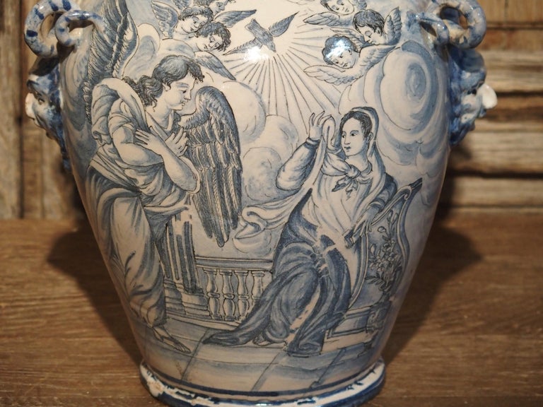 Pair of Antique Italian Blue and White Vases, Naples, circa 1890 at 1stDibs