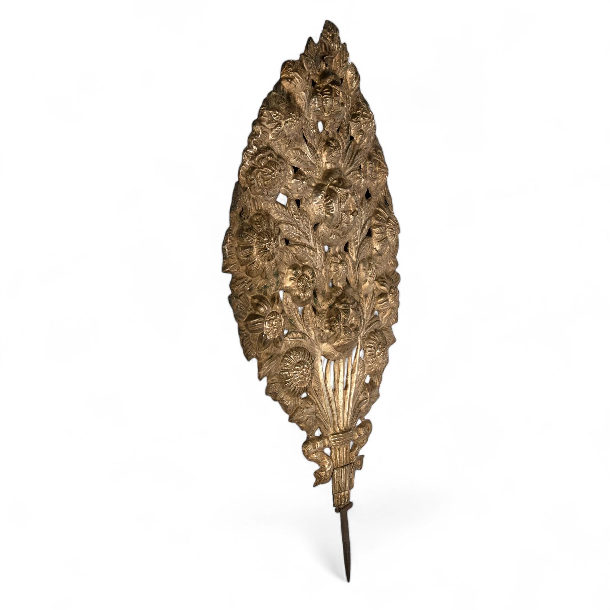 Pair of Antique Italian Brass Baroque Style Candle Reflectors For Sale 6