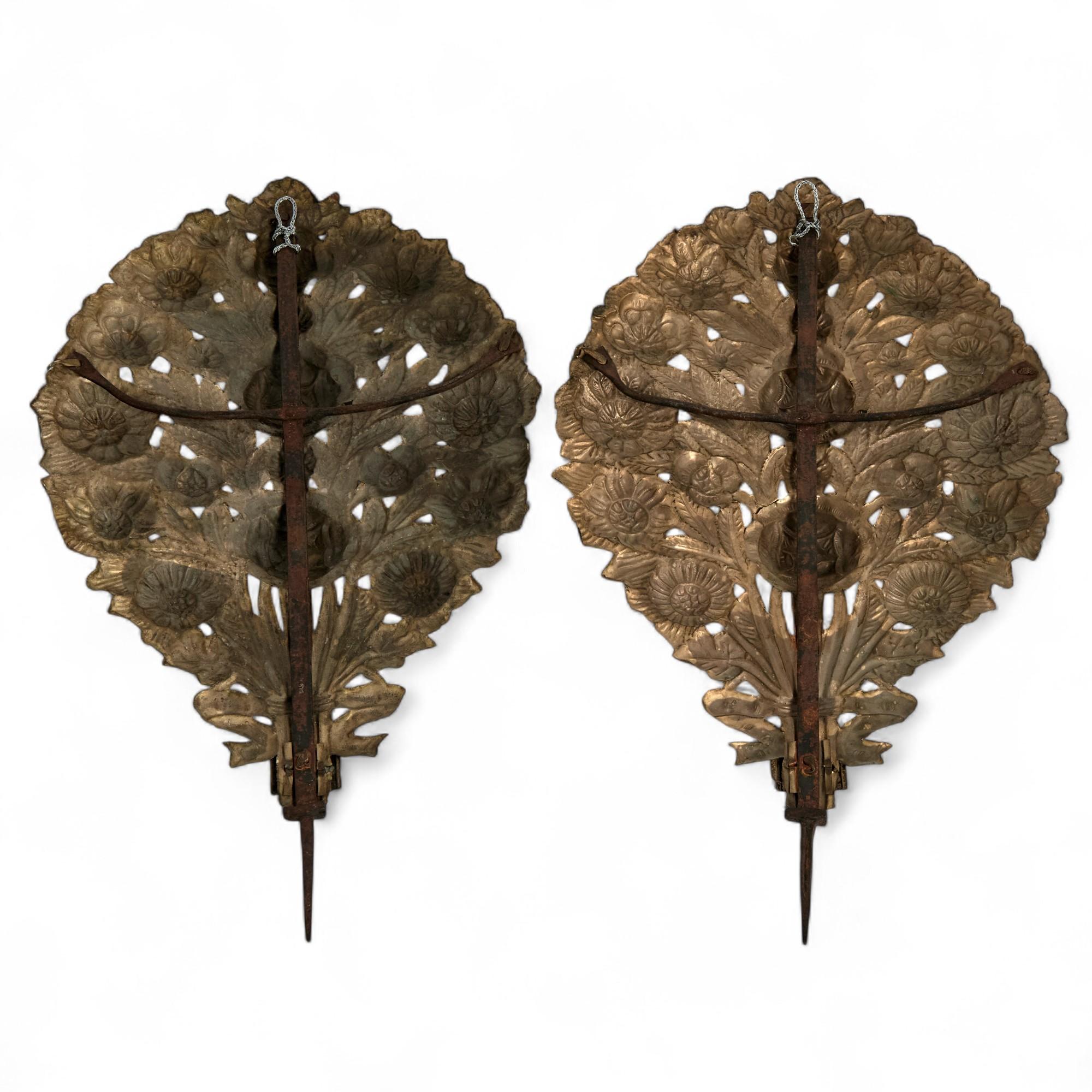 Pair of Antique Italian Brass Baroque Style Candle Reflectors For Sale 7