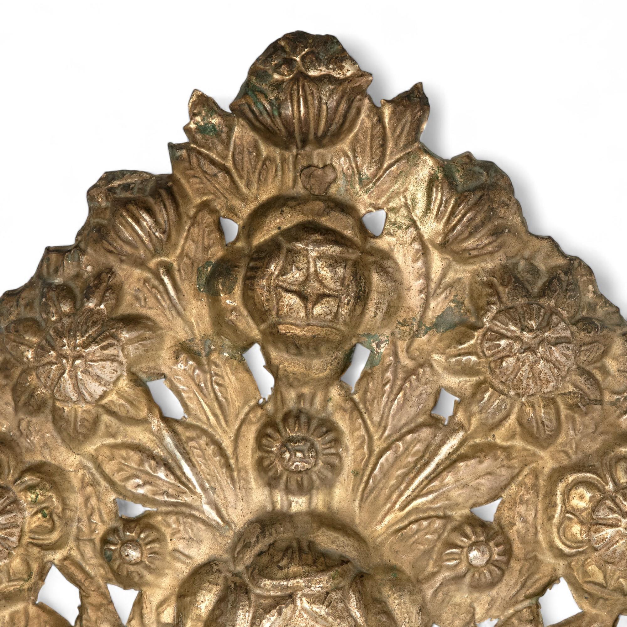 Hand-Crafted Pair of Antique Italian Brass Baroque Style Candle Reflectors For Sale