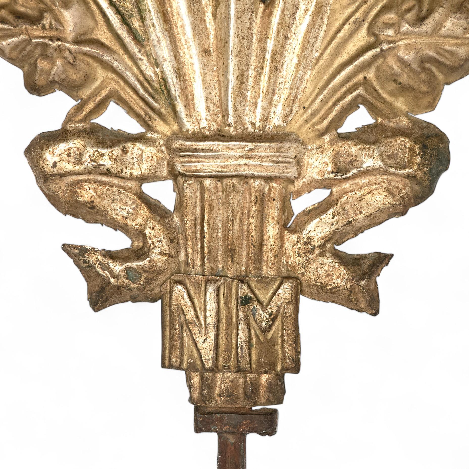 19th Century Pair of Antique Italian Brass Baroque Style Candle Reflectors For Sale