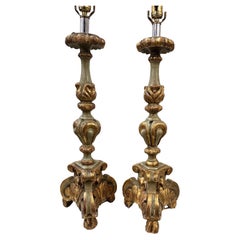 Pair of Antique Italian Candlestick Lamps