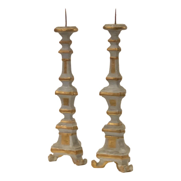Pair of Antique Italian Candlesticks For Sale 1