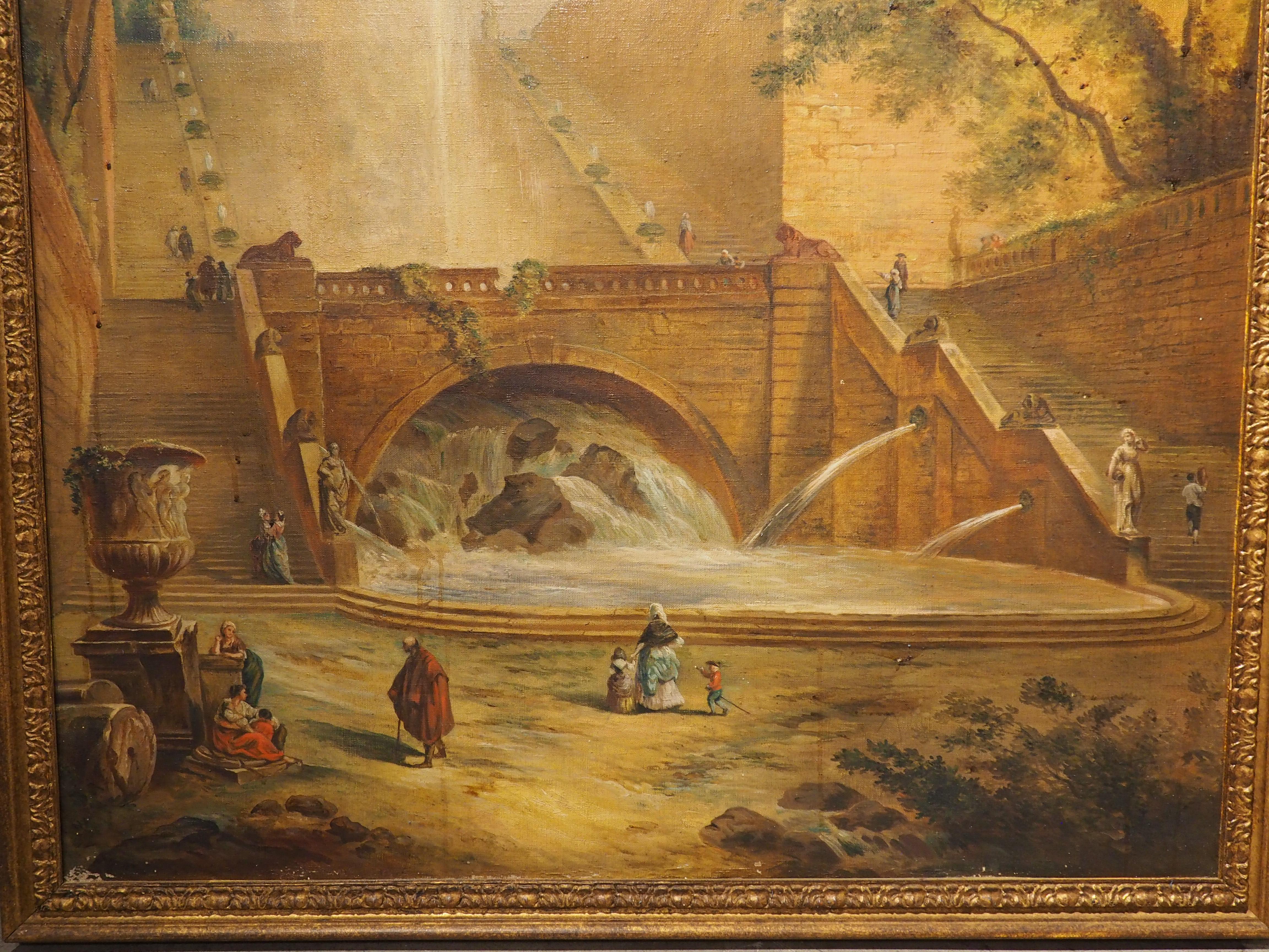 Paire de peintures italiennes anciennes de paysages de Capriccio, vers 1850 en vente 5