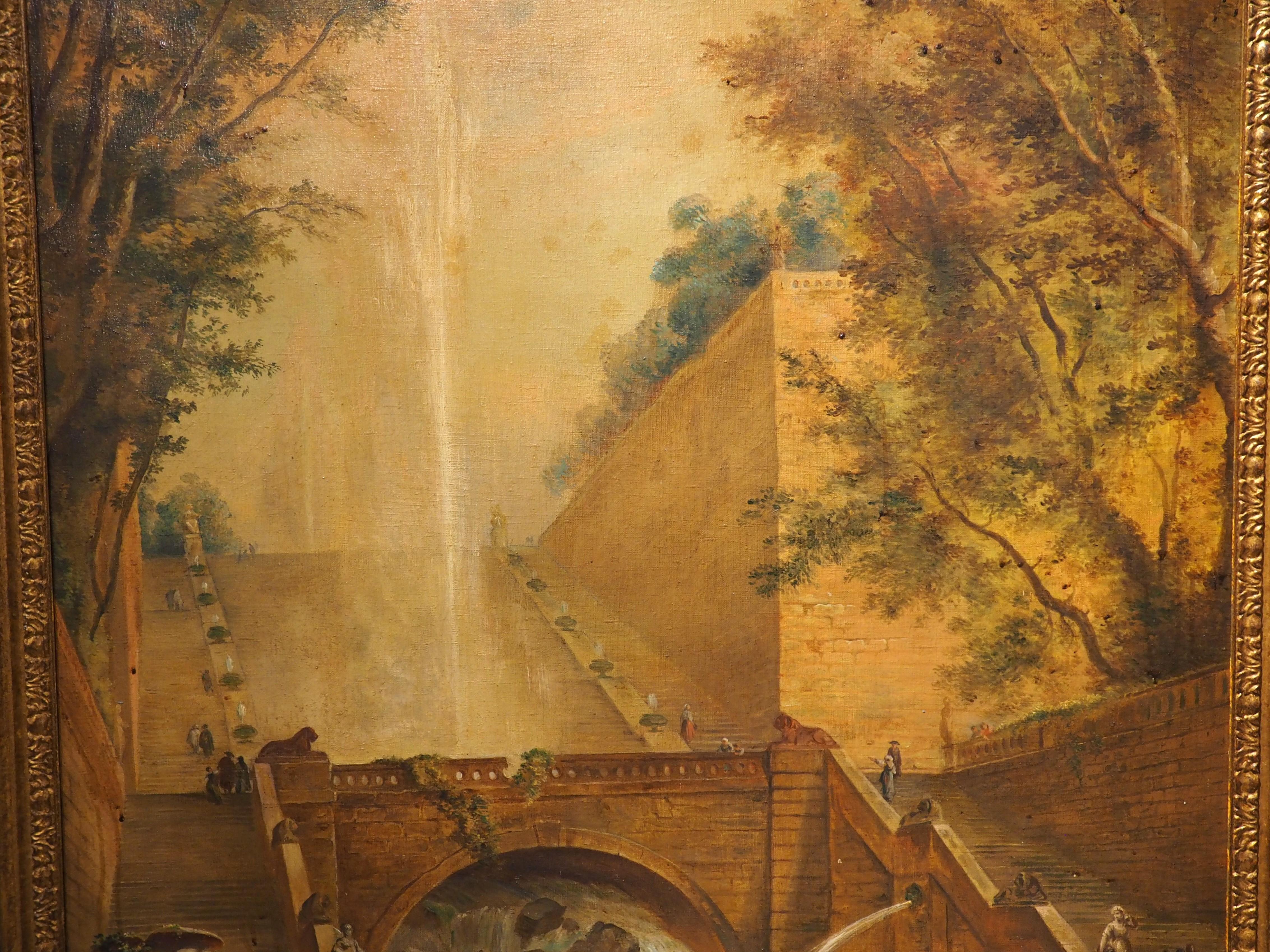Paire de peintures italiennes anciennes de paysages de Capriccio, vers 1850 en vente 6