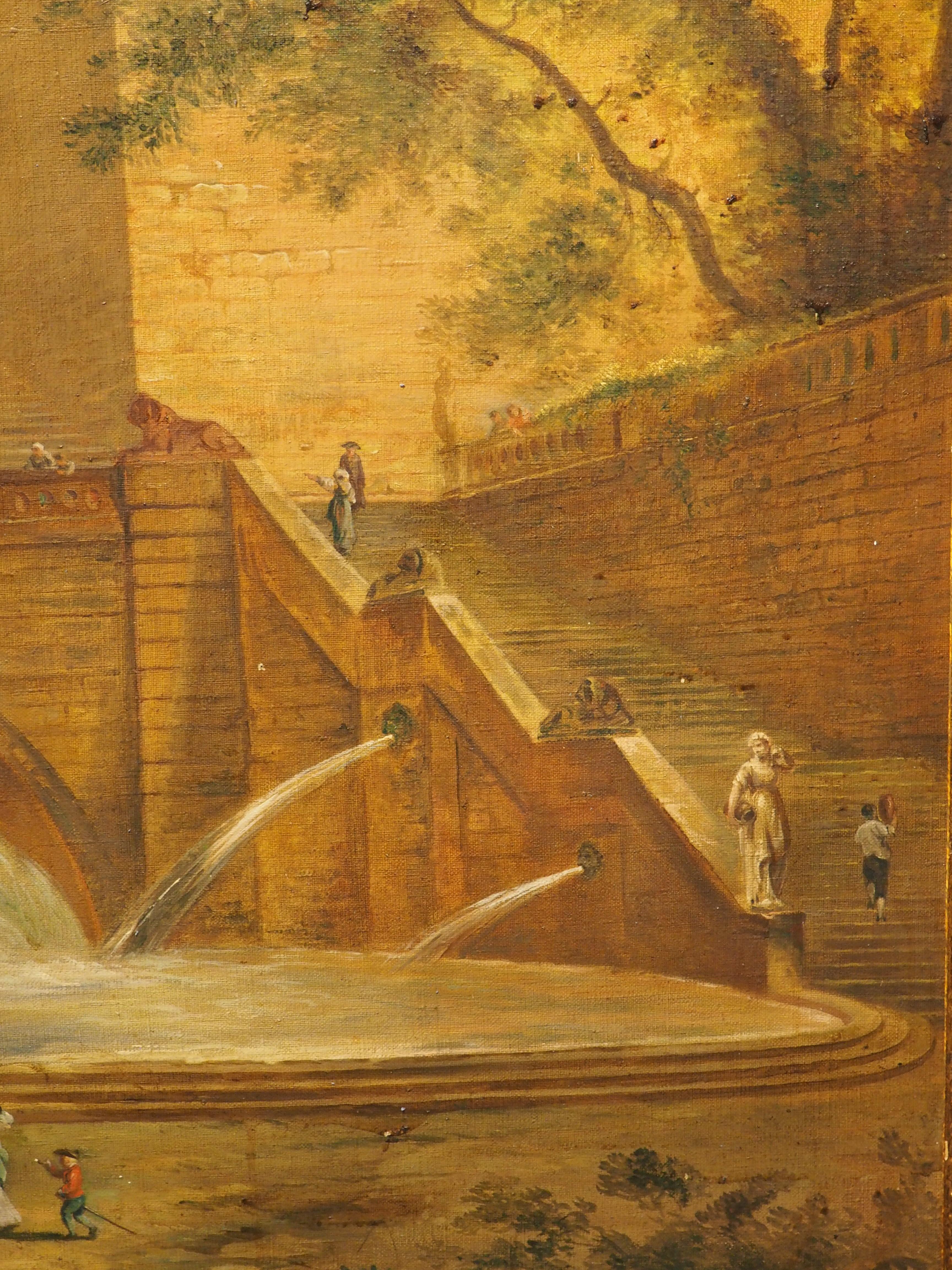 Pareja de cuadros antiguos italianos Capriccio Landscape, circa 1850 5