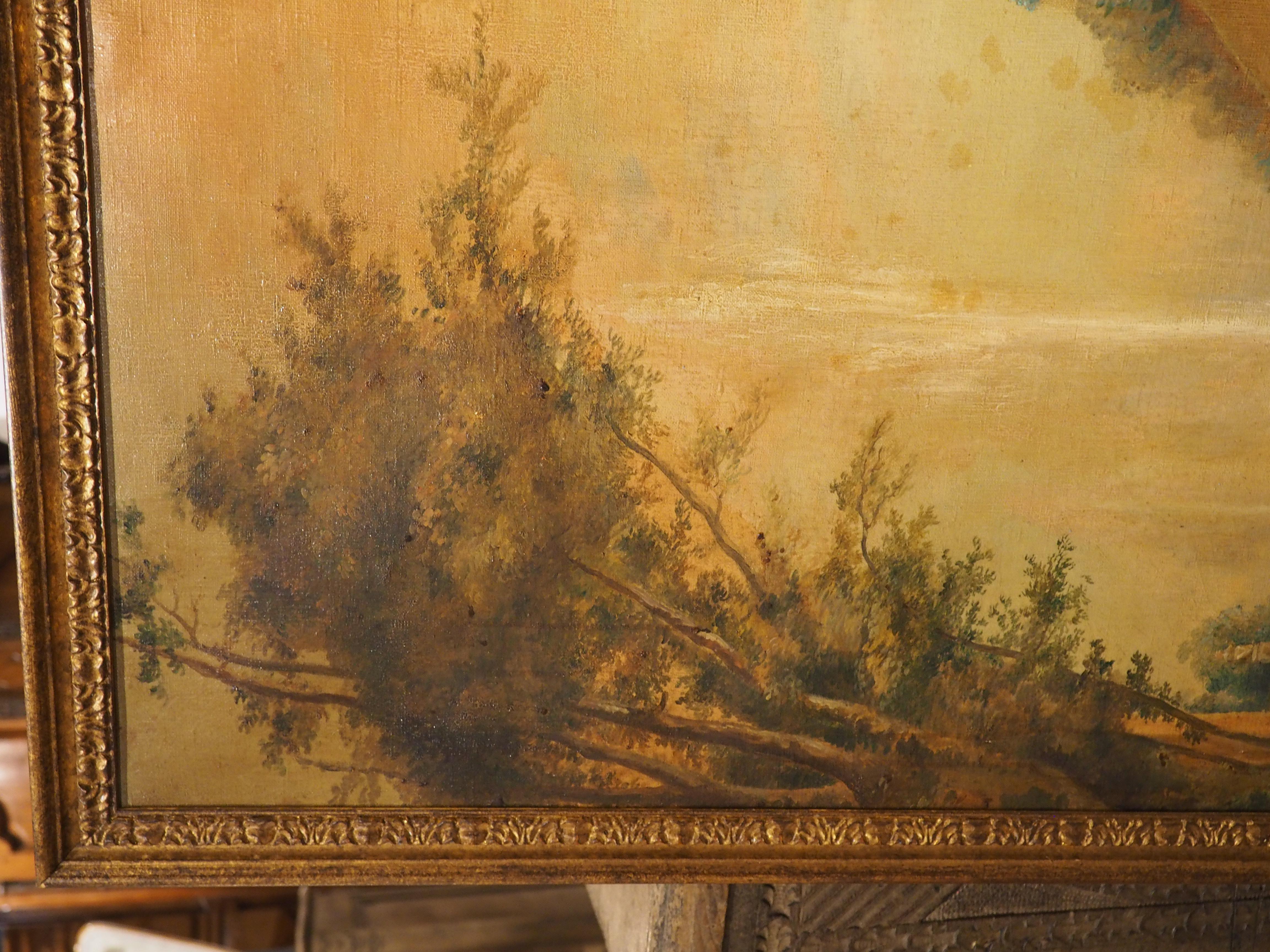 Paire de peintures italiennes anciennes de paysages de Capriccio, vers 1850 en vente 11