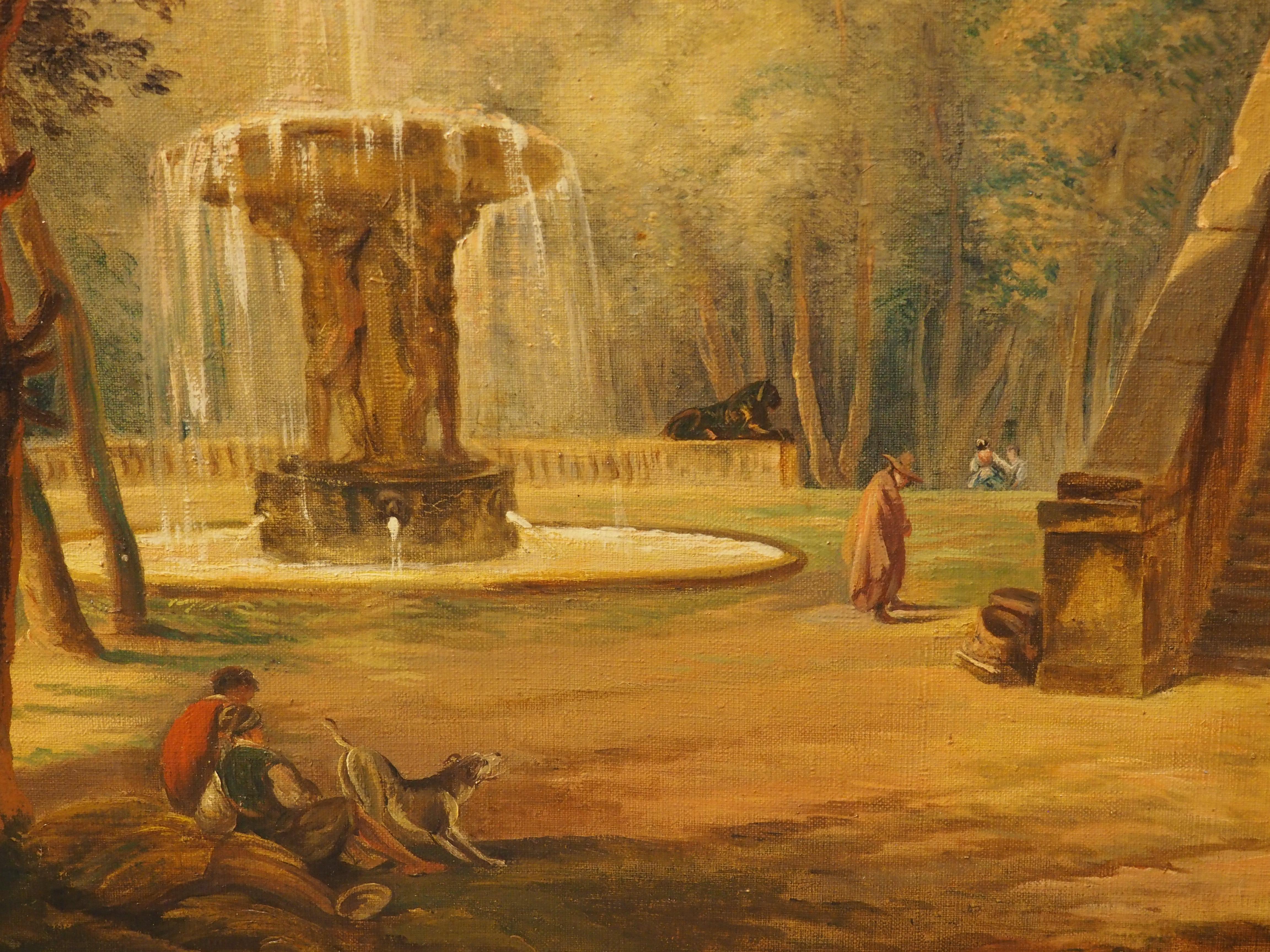 Paire de peintures italiennes anciennes de paysages de Capriccio, vers 1850 en vente 2